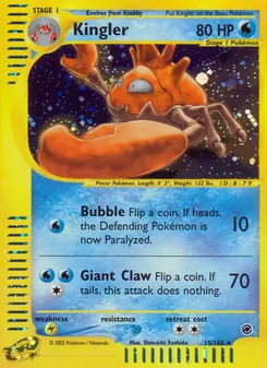 Matching English Kingler card