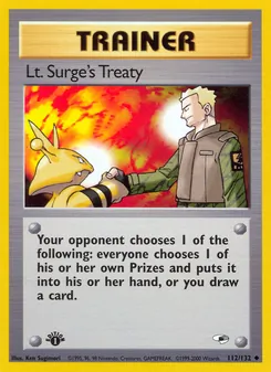 Matching English Lt. Surge's Treaty card