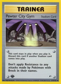 Matching English Pewter City Gym card