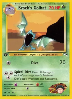 Matching English Brock's Golbat card