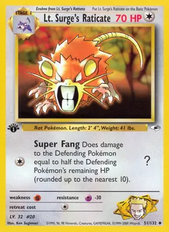 Matching English Lt. Surge's Raticate card