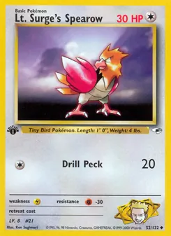 Matching English Lt. Surge's Spearow card