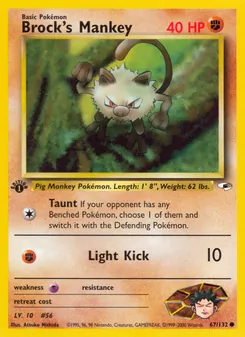 Matching English Brock's Mankey card