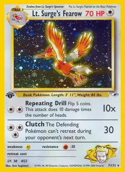 Matching English Lt. Surge's Fearow card