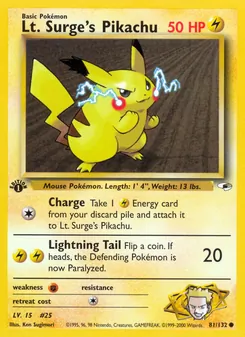 Matching English Lt. Surge's Pikachu card