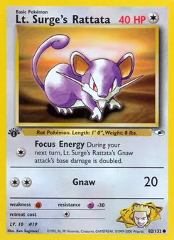 Matching English Lt. Surge's Rattata card